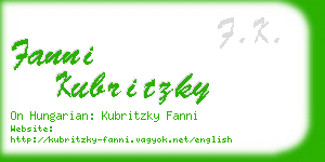 fanni kubritzky business card